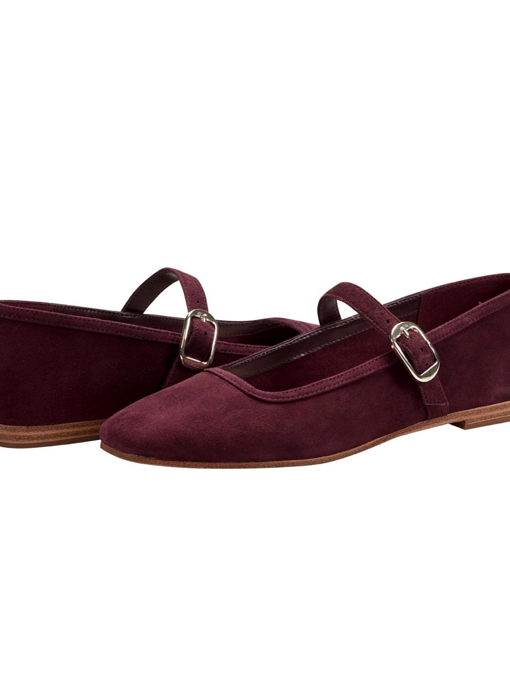 Marc Fisher Burgundy Suede Mary Jane Flats with Buckle